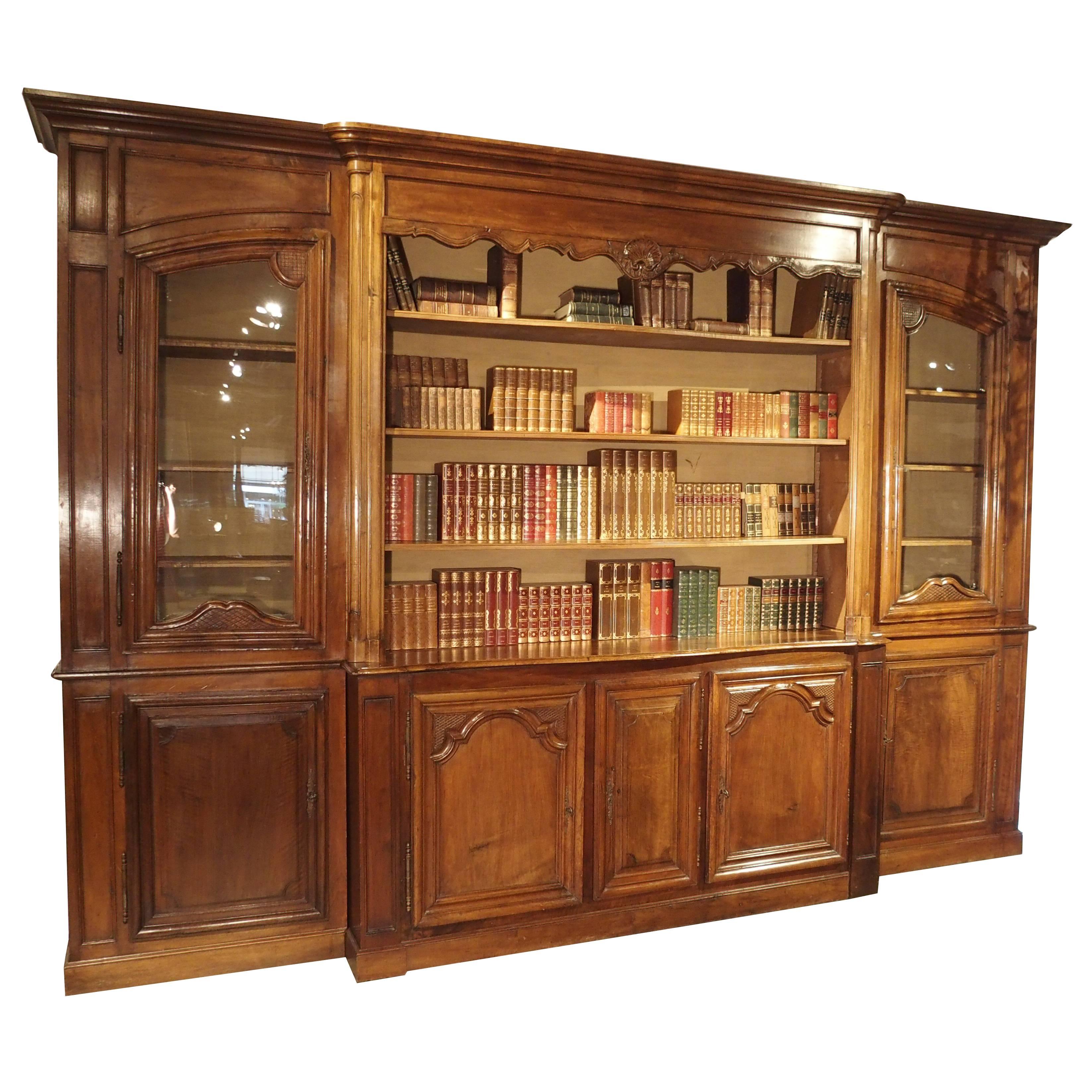 Antique French Walnut Wood Lyonnaise Bookcase