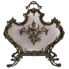 Antique French Gilt Bronze Ormolu Fireplace Screen