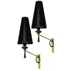 Jacques Adnet  style Pair of Sconces