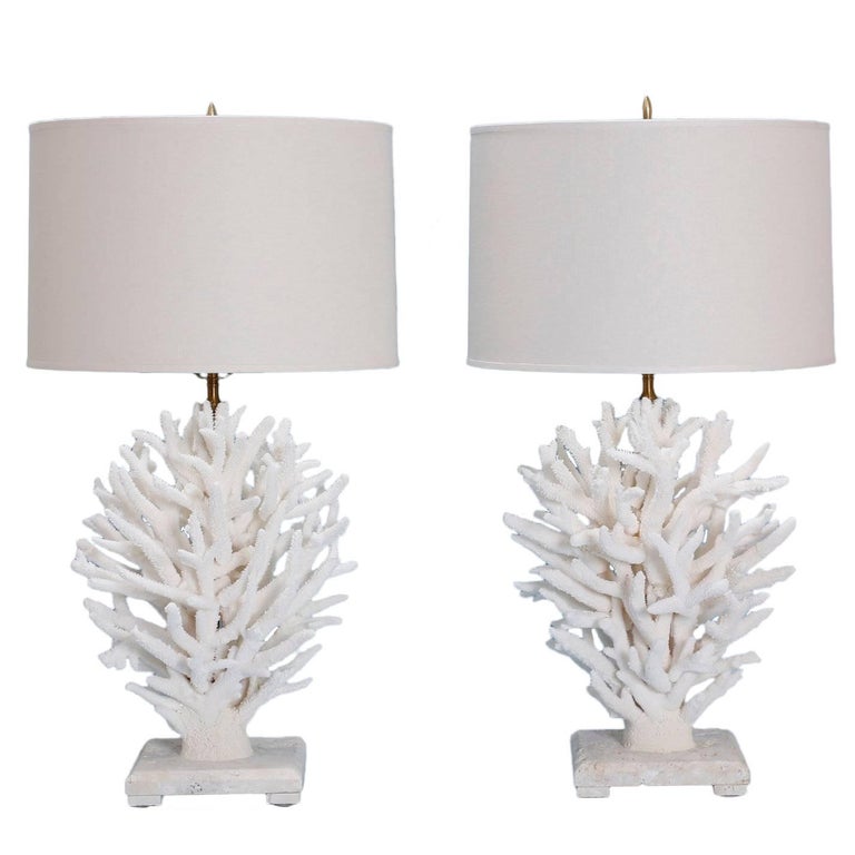 Pair of White Coral Table Lamps at 1stDibs