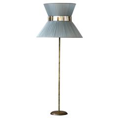 Tiffany Standing Floor Lamp h.190+low diam80cm Silk Organdy Shade Silver Glass 9