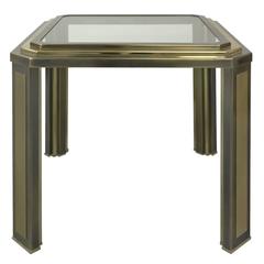 1970s French Two-Tone Brass Cut Corner Side Table with Angled Legs