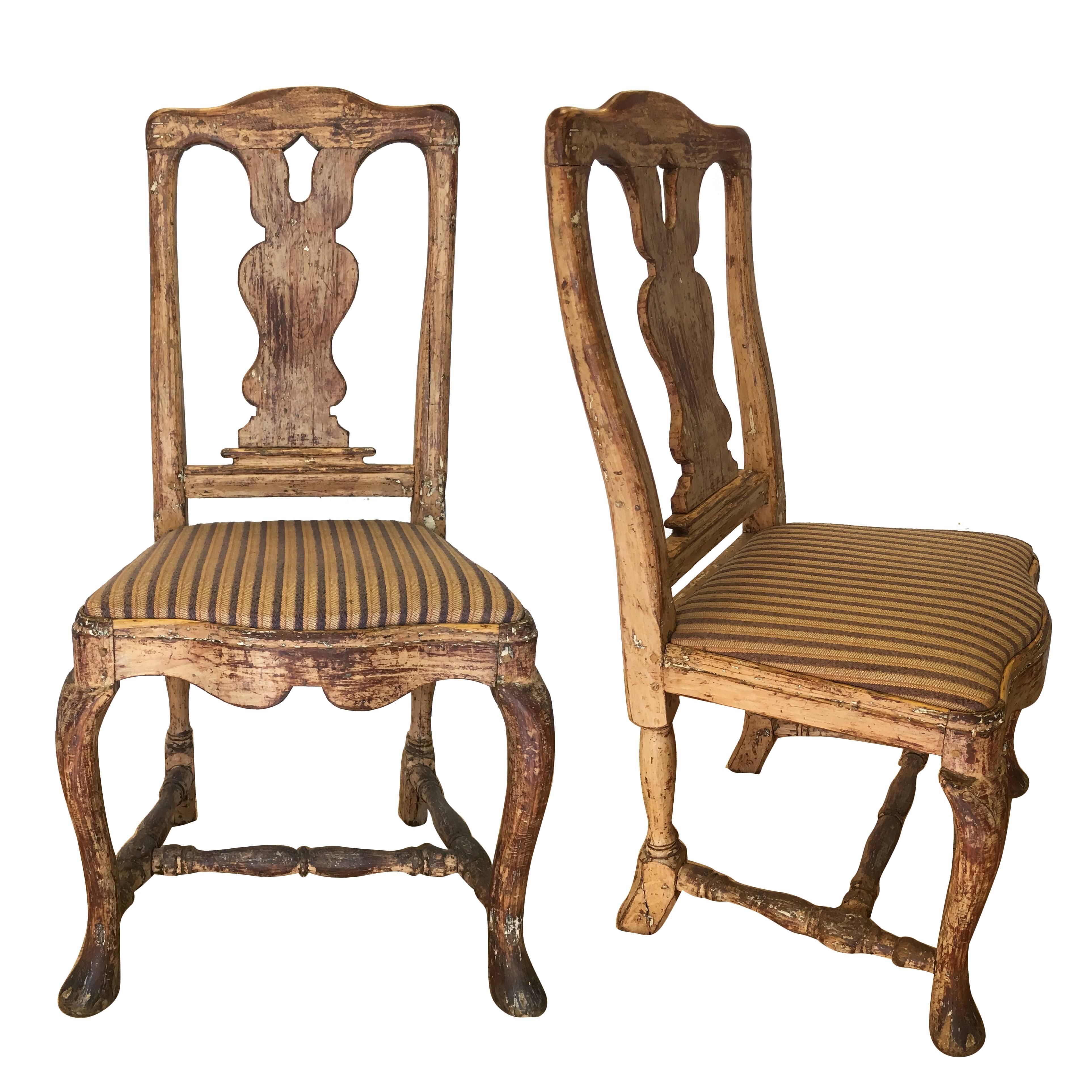 Pair of 18th Century Rococo Chairs, Sweden c. 1740