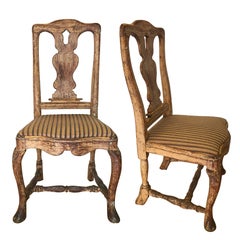 18th century furniture Pair of 18th Century Rococo Chairs, Sweden c. 1740