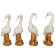 Set of Four Chinese Porcelain Egrets 