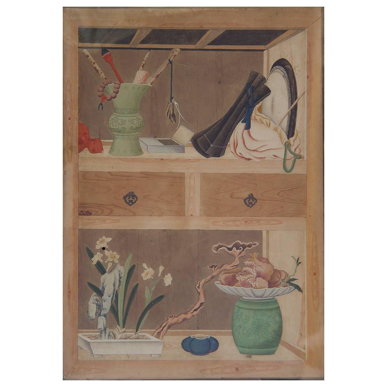 Set of Six 18th Century Korean Color Inks "Trompe-L'oeil Wood Imitation"