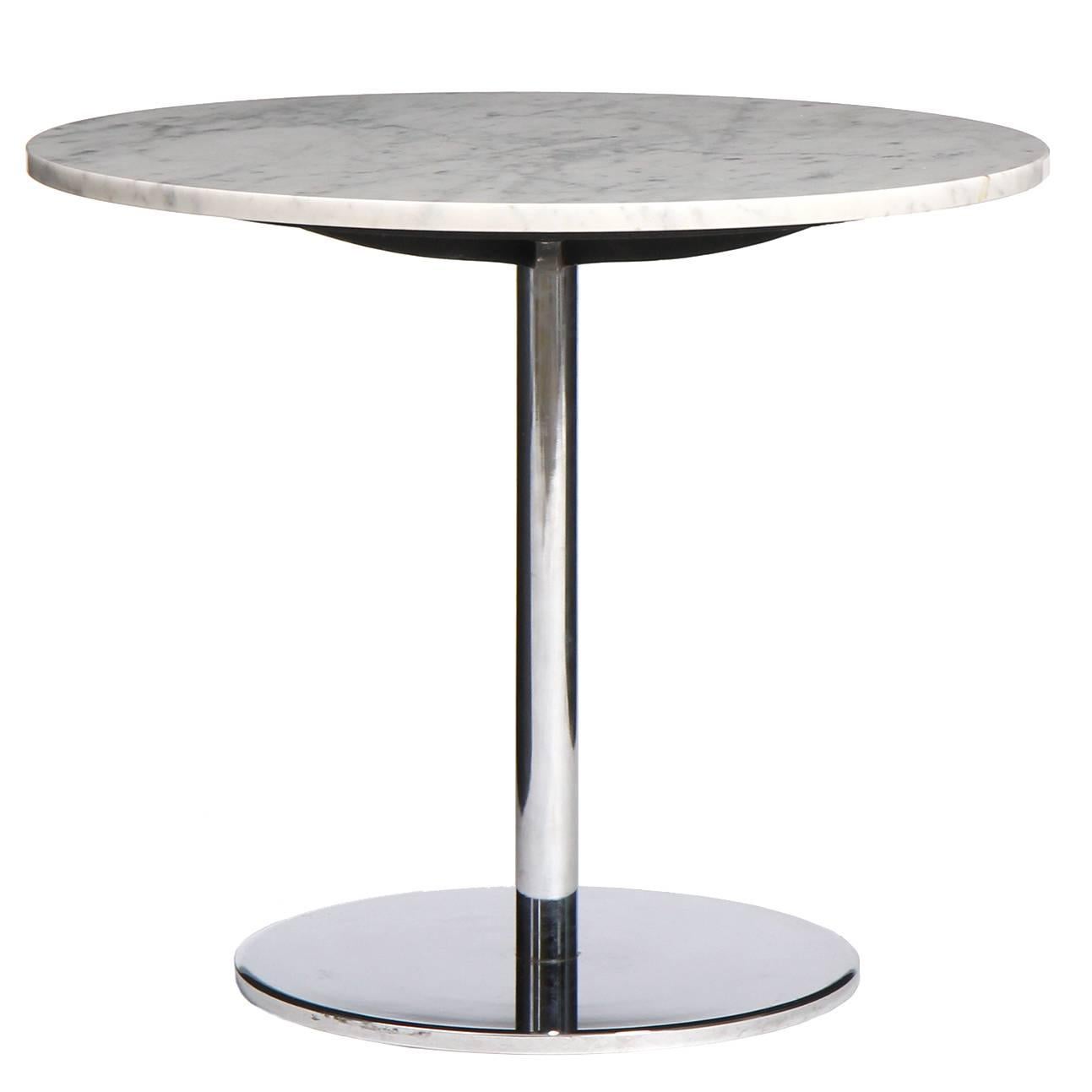 Minimalist Chrome and Marble Table For Sale