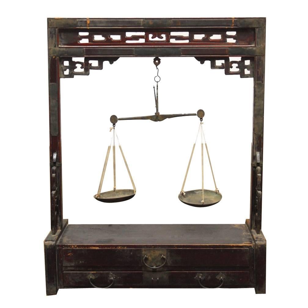 19th Century Chinese Apothecary Balance Scale Stand For Sale