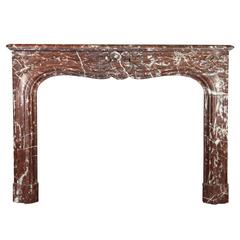 19th Century Antique Fireplace Mantel in Brown and Red Belgian Marble 8