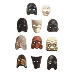 Vintage 11 x Selection of 1970s Traditional Ceramic Venetian Carnaval Masks