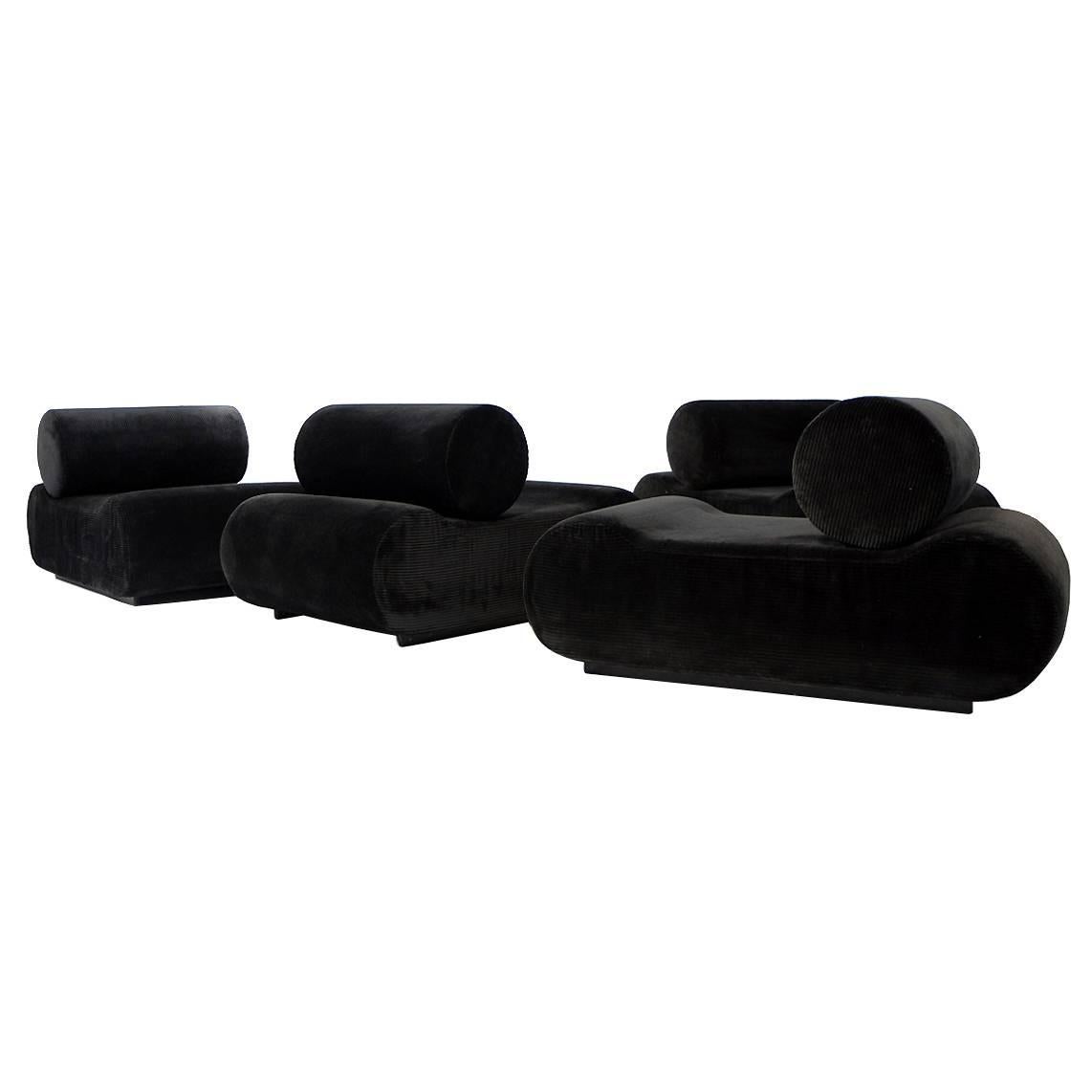 COR Modular Seating System Sofa Klaus Uredat for COR Germany 1974 black Daybed