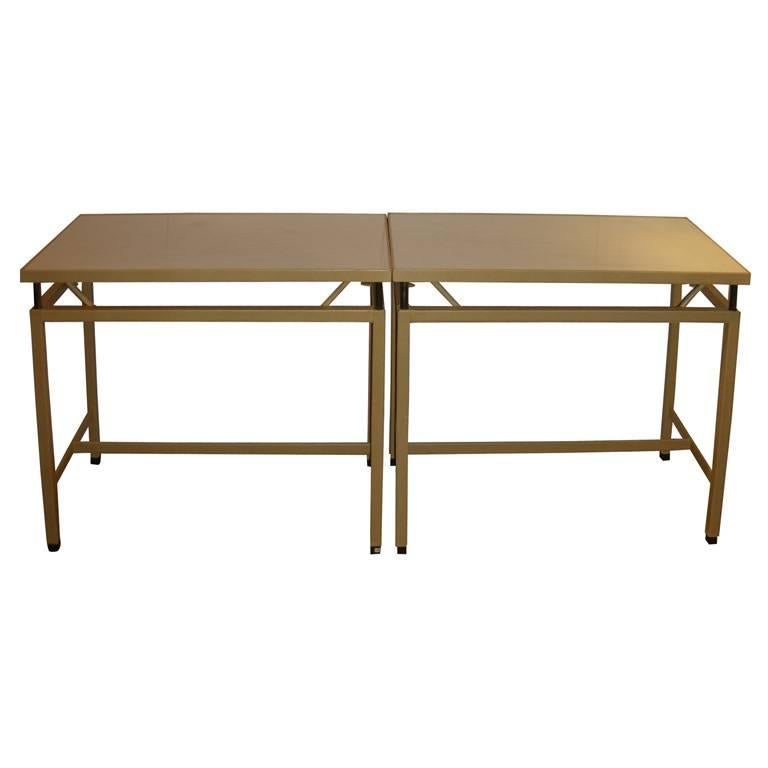 Two 1950s Console Tables with Two Position Top by J. Adnet For Sale