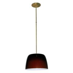 1970s Italian Minimalist Brass and Coffee Brown Murano Glass Pendant Light 7