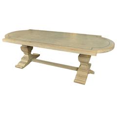 French Louis XIV Style Trestle Table in Painted Wood