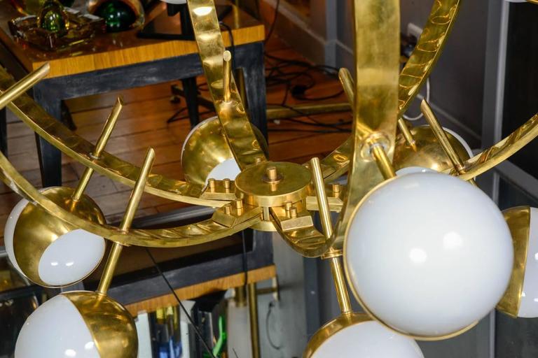 Pair of Round Brass Chandeliers For Sale at 1stdibs