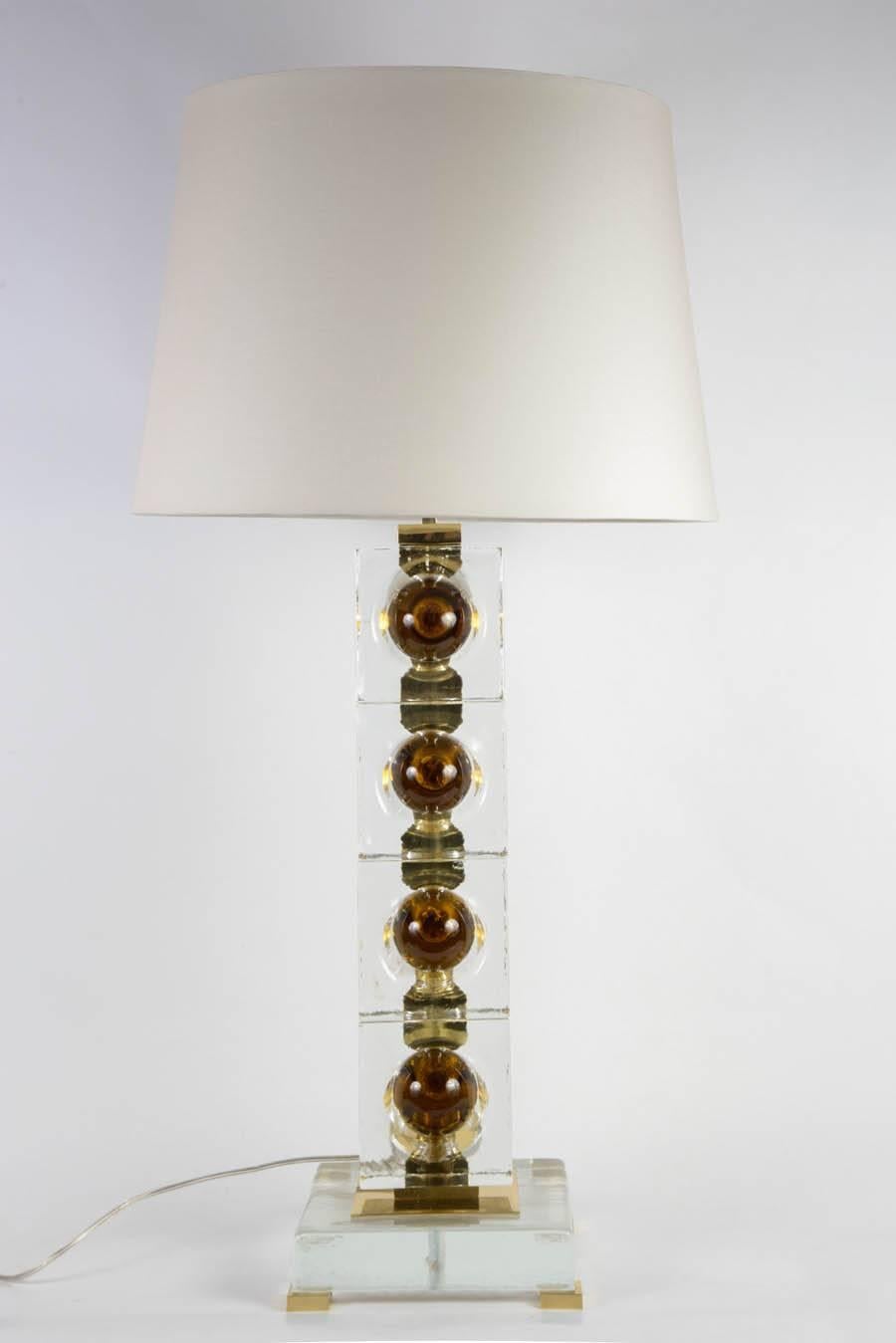 Lampenpaar, entworfen von Gianluca Fontana (Messing) im Angebot