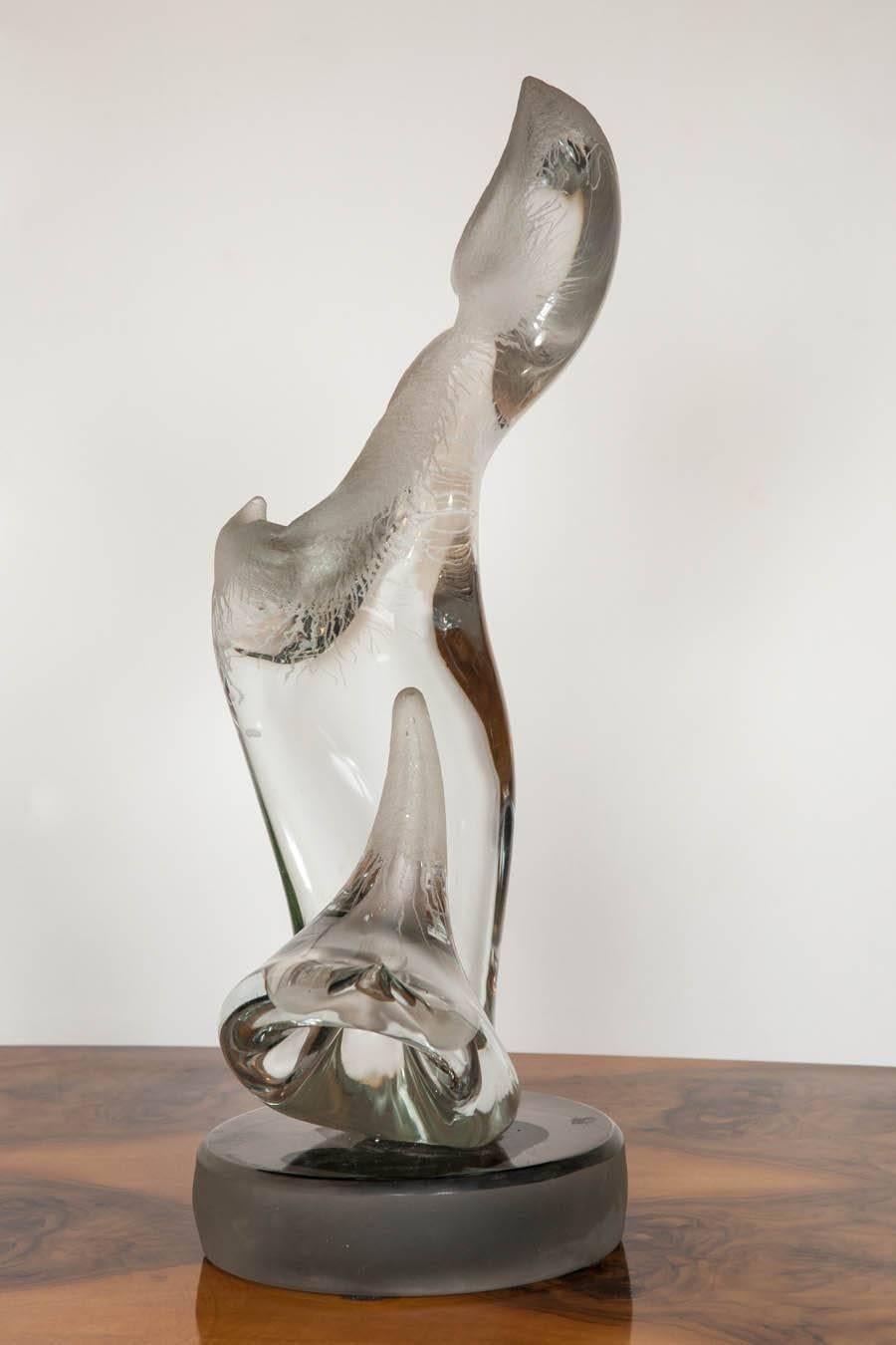 1960s Italian Glass Sculpture, Signed Mazzega Murano In Excellent Condition In London, GB