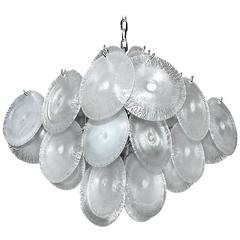 Mazzega Vistosi Murano Iridescent Disc Glass Chandelier 2