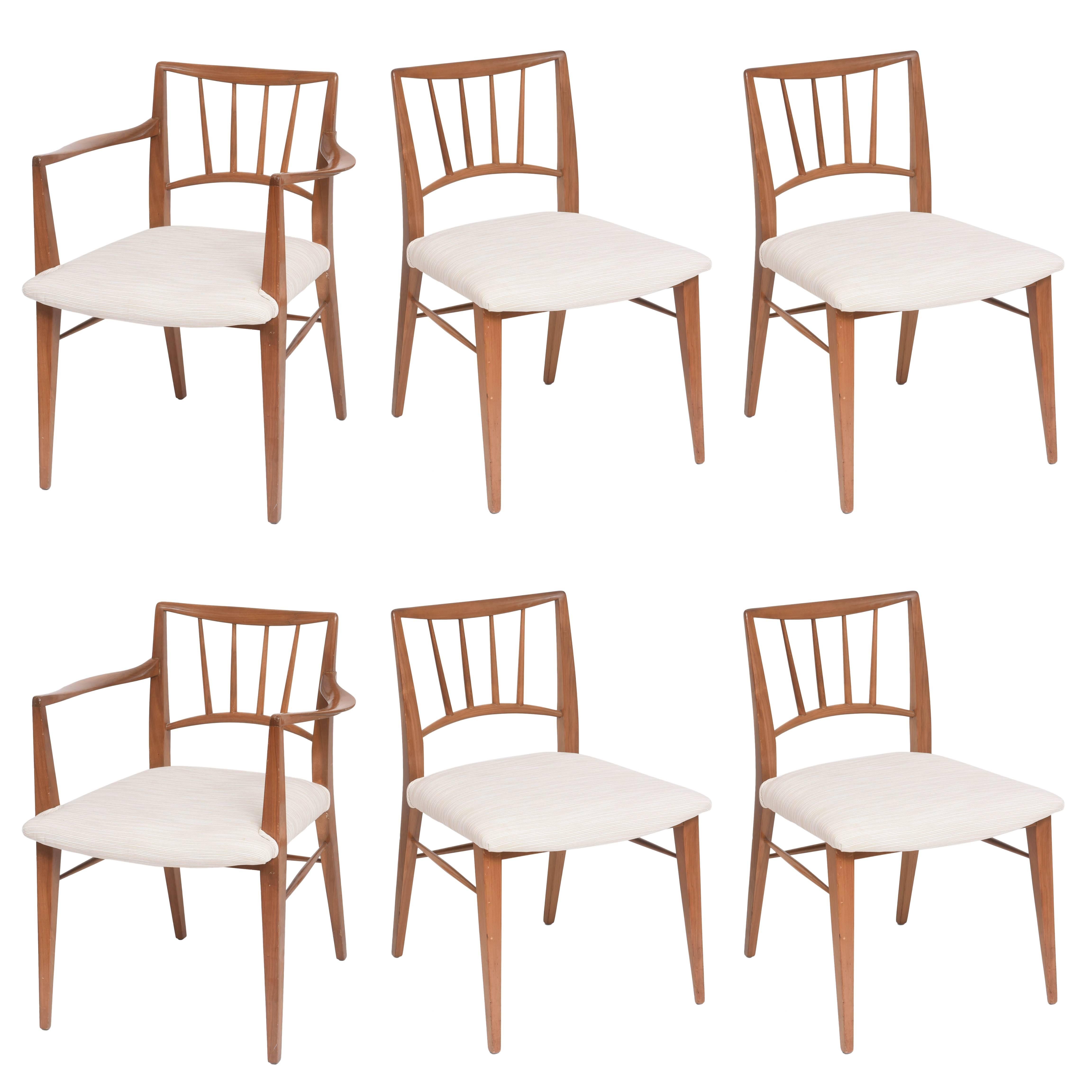 Set of Six Mid-Century Modern Dining Chairs by Edward Wormley for Dunbar