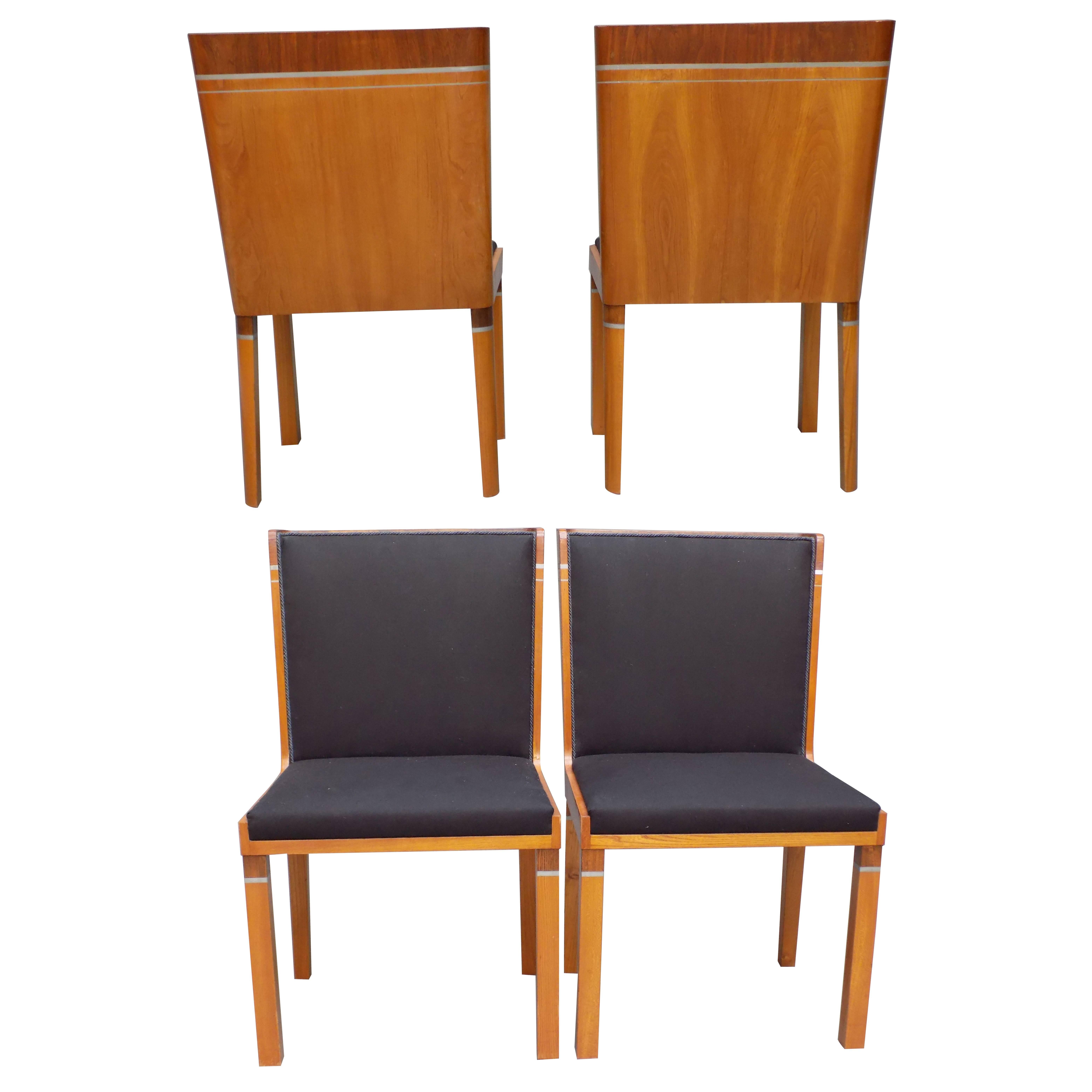 Set of Four Stunning Dining Chairs in Swedish Art Deco by Carl Bergsten
