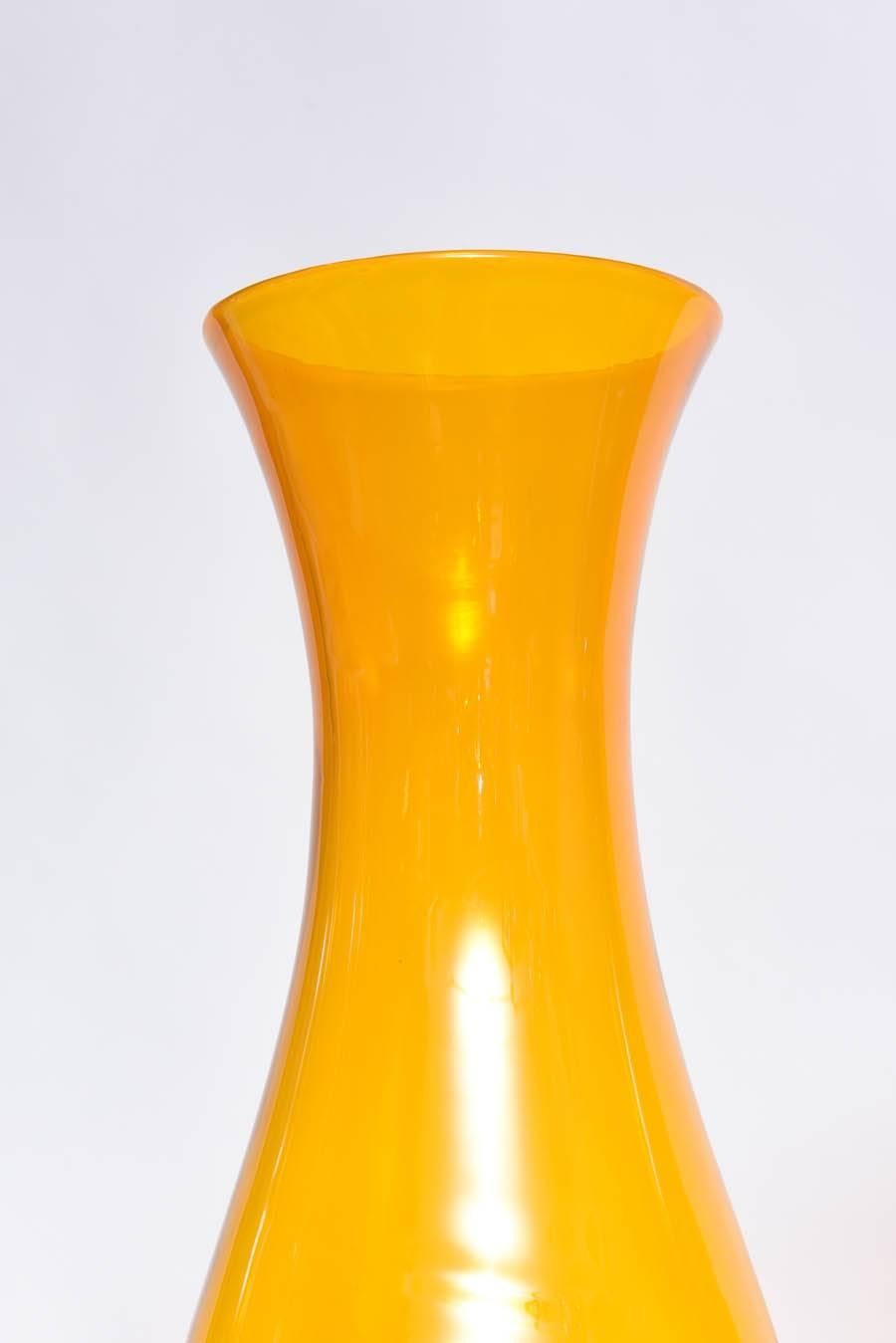 20th Century Mid-Century Modern Collectable Large Blenko Orange Glass Bottles For Sale