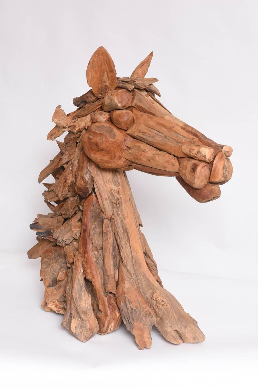 Folk Art 20th Century Large Modern Driftwood Horse Sculpture For Sale