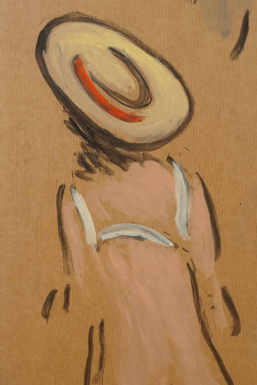 Mid-20th Century French Watercolor on cardboard