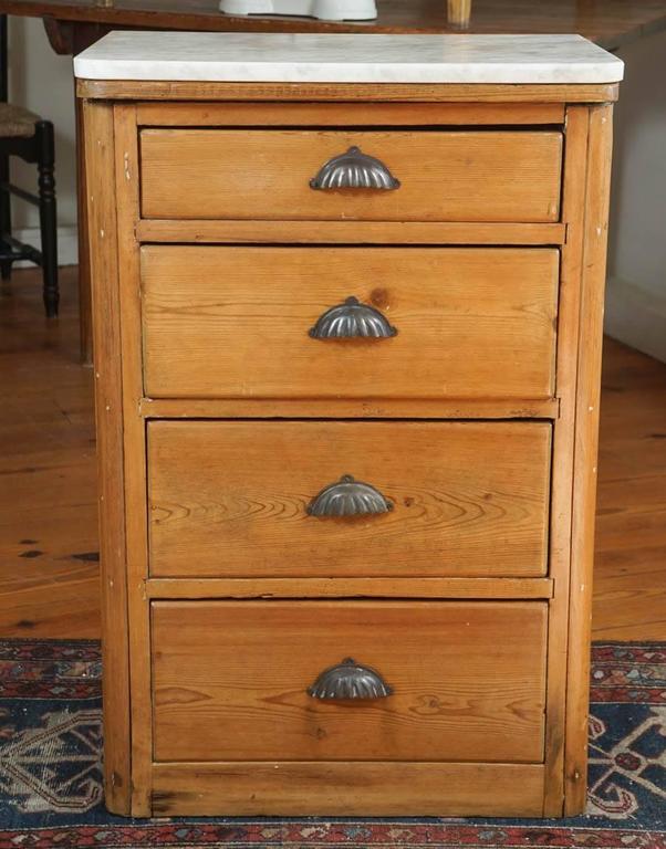 FourDrawer MarbleTop End Table at 1stDibs