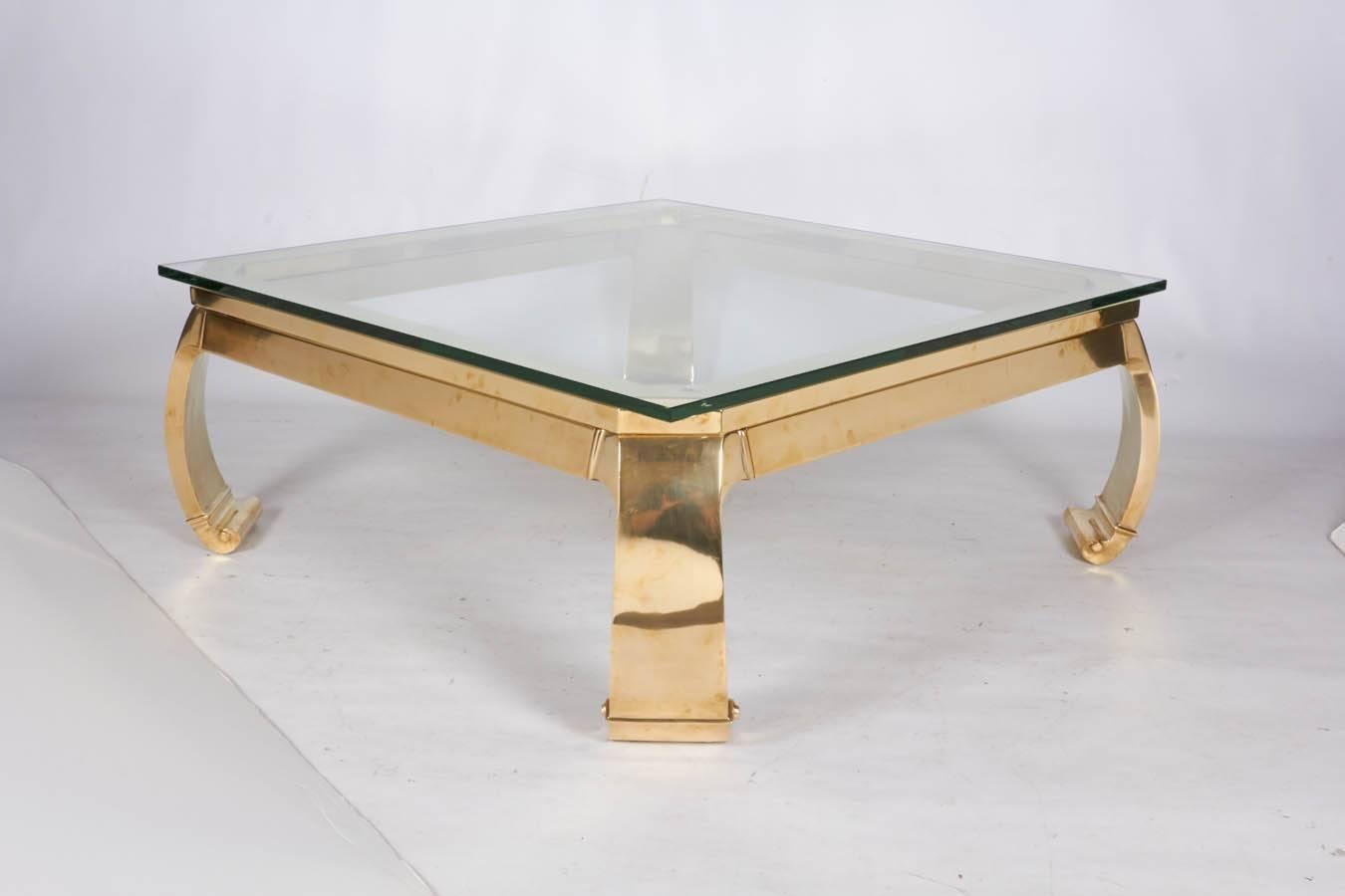 Polished Brass Coffee Table in the Manner of Karl Springer In Good Condition In New York, NY