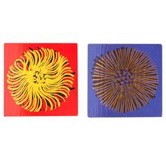 Pair of Enameled Wall Art Plaques by Gustavsberg