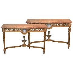 19th Century Pair of French Louis XVI Giltwood Consoles
