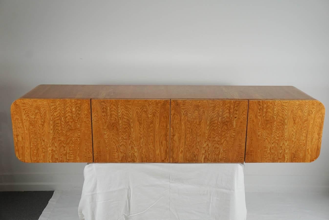 a stunning wall mount cabinet from Pace Collection.
its a truly wonderful piece. the color is a golden burl.
condition is fantastic for its age.