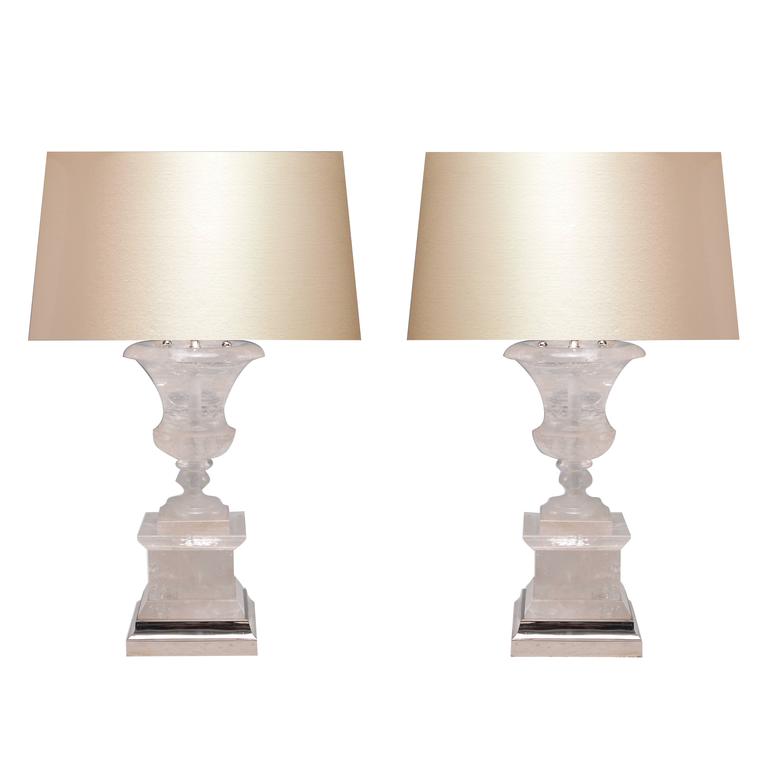 Pair Of Fine Carved Rock Crystal Quartz Urn Table Lamps For At Pair Of Fine Carved Rock Crystal Quartz Urn Table Lamps For