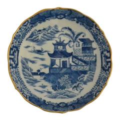 Set of Blue and White English Chinoiserie Plates