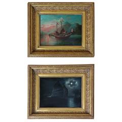Pair of 19th Century Chinese Oils on Board