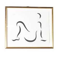 Framed Don Bodine Line Drawing