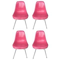 Four Herman Miller Eames Rare Pink Chairs