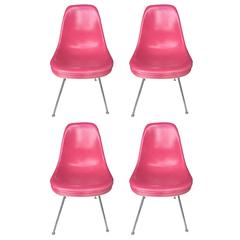 Four Herman Miller Eames Rare Pink Chairs