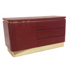 Red Lacquer Hollywood Regency Dresser