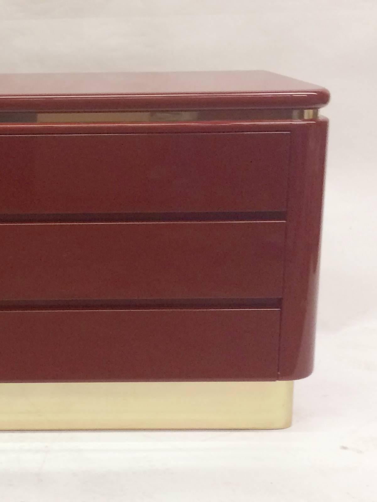 American Red Lacquer Hollywood Regency Dresser