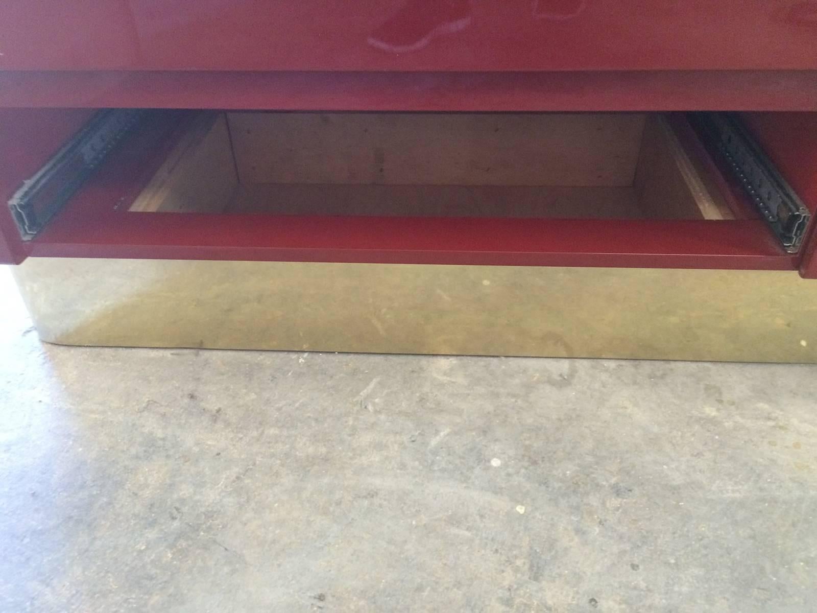 Lacquered Red Lacquer Hollywood Regency Dresser