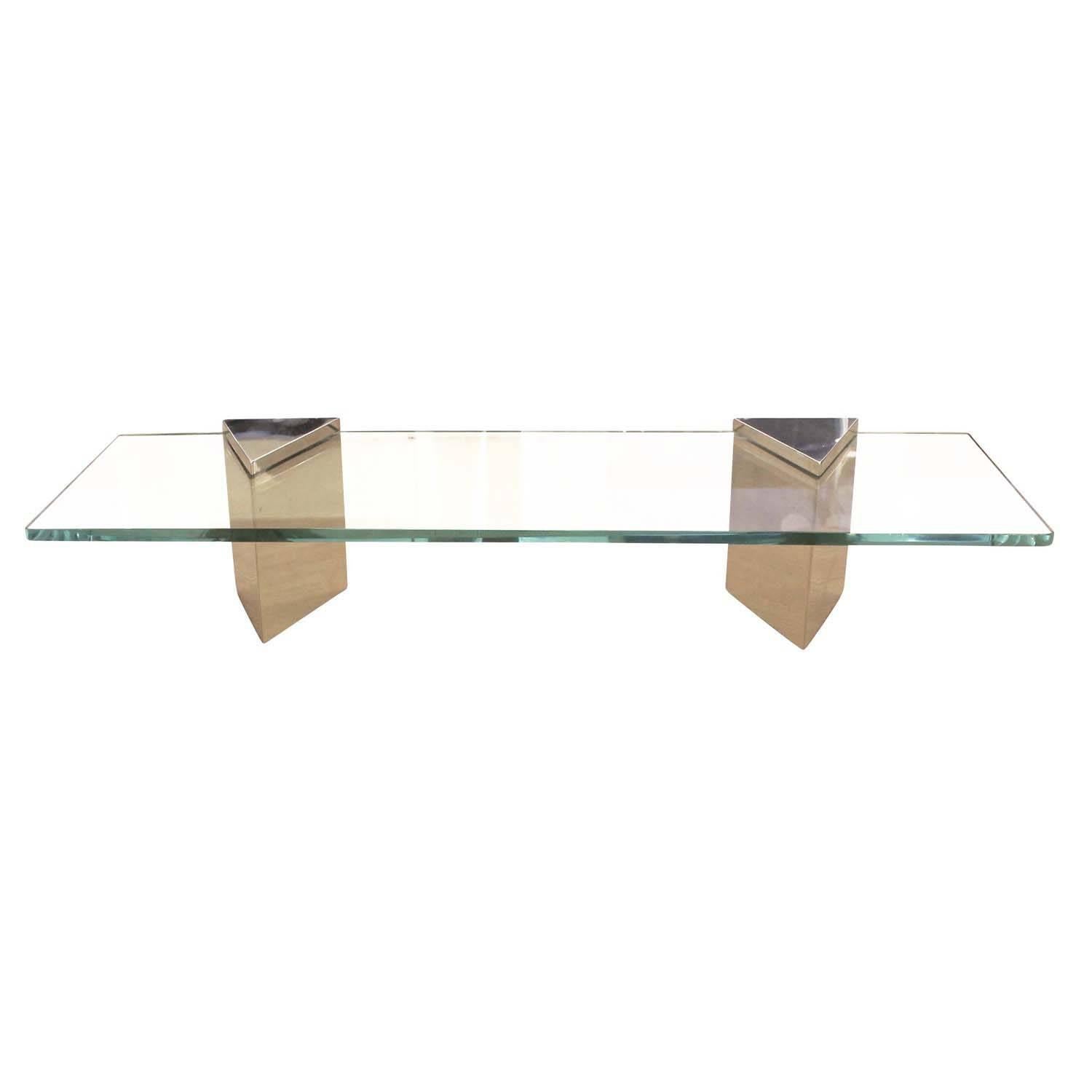 Sleek Crystal Art Wall Mount Console, Italy, 1960s