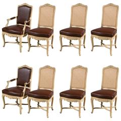 TWO arm chairs & SIX side French Provincial Chairs
