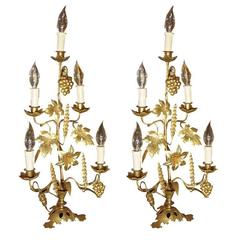 Pair of Gilt Metal Girandoles - Five-Light Candelabras (Priced as a Pair) 3