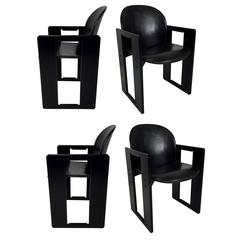 Four Leather Dialogo Dining Arm Chairs by Afra and Tobia Scarpa for B&B Italia 5