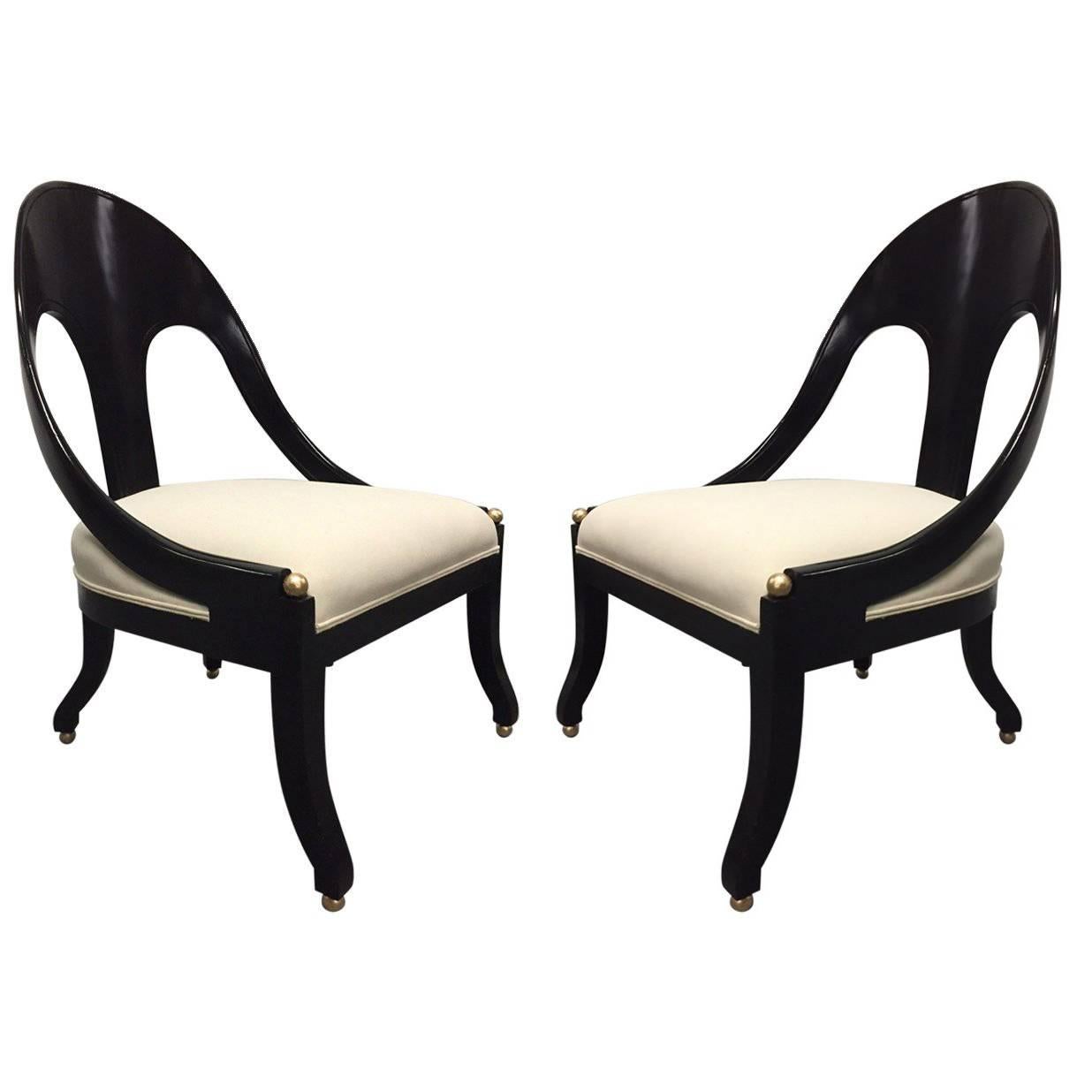 Pair of Neoclassical Style Spoon Back Chairs