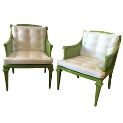 Vintage Hollywood Regency Tufted Armchairs