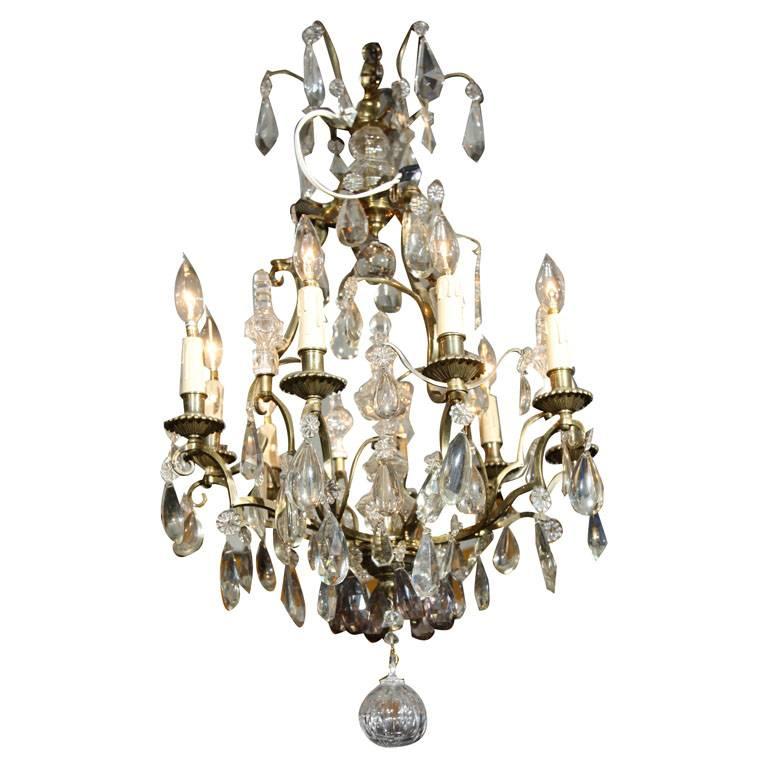 Bronze and Crystal Chandelier For Sale at 1stDibs