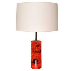 Red Crackled Resin Cylindrical Table Lamp