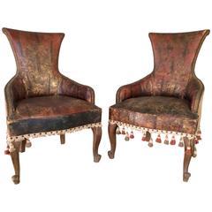 19th Century Spanish Gilt Leather Chairs 7